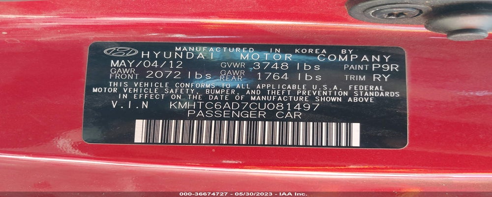 KMHTC6AD7CU081497 2012 HYUNDAI VELOSTER photo no. 9