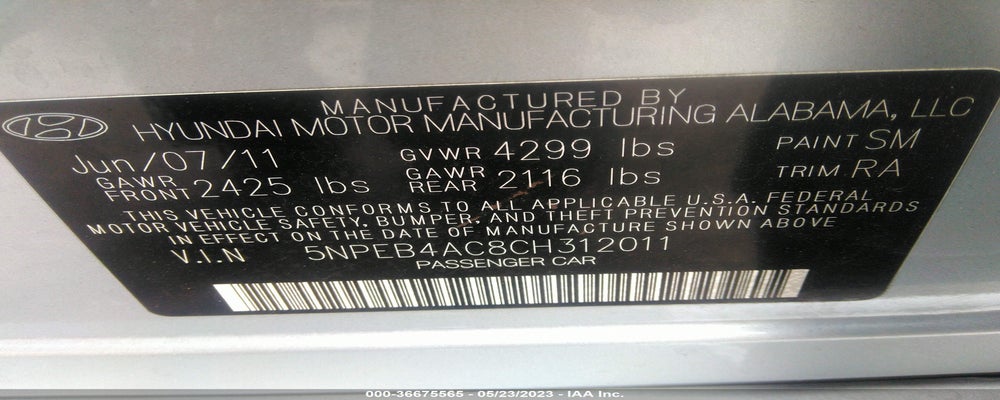 5NPEB4AC8CH312011 2012 HYUNDAI SONATA photo no. 9
