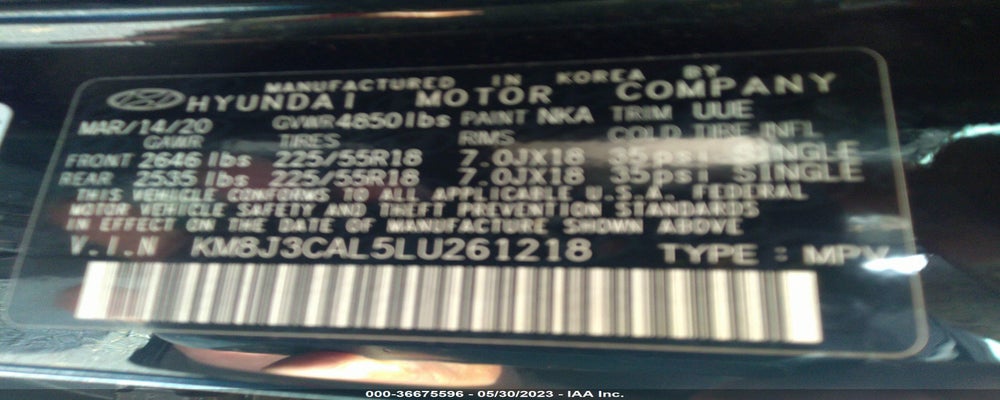 KM8J3CAL5LU261218 2020 HYUNDAI TUCSON photo no. 9