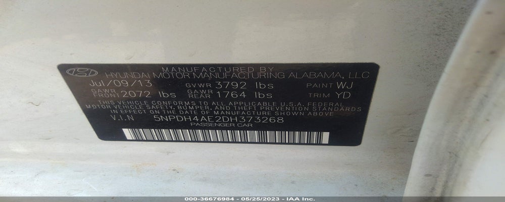 5NPDH4AE2DH373268 2013 HYUNDAI ELANTRA photo no. 9