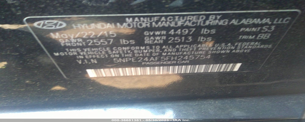 5NPE24AF5FH245754 2015 HYUNDAI SONATA photo no. 9