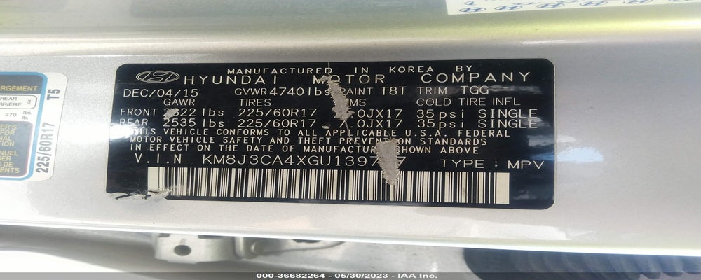 KM8J3CA4XGU139727 2016 HYUNDAI TUCSON photo no. 9