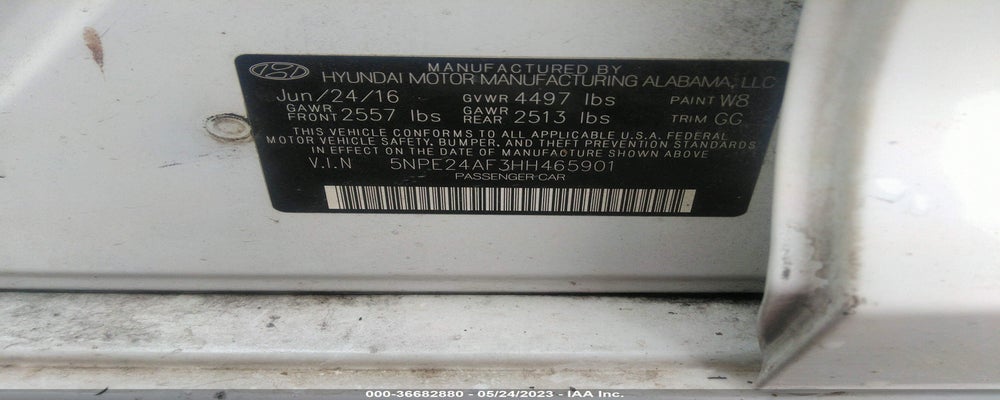 5NPE24AF3HH465901 2017 HYUNDAI SONATA photo no. 9