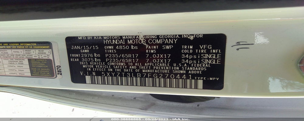 5XYZT3LB7FG270441 2015 HYUNDAI SANTA FE SPORT photo no. 9