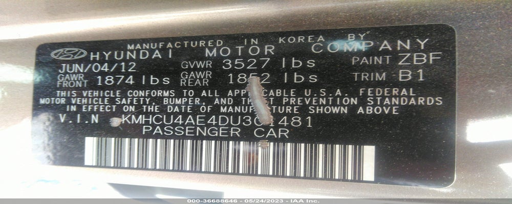 KMHCU4AE4DU301481 2013 HYUNDAI ACCENT photo no. 9