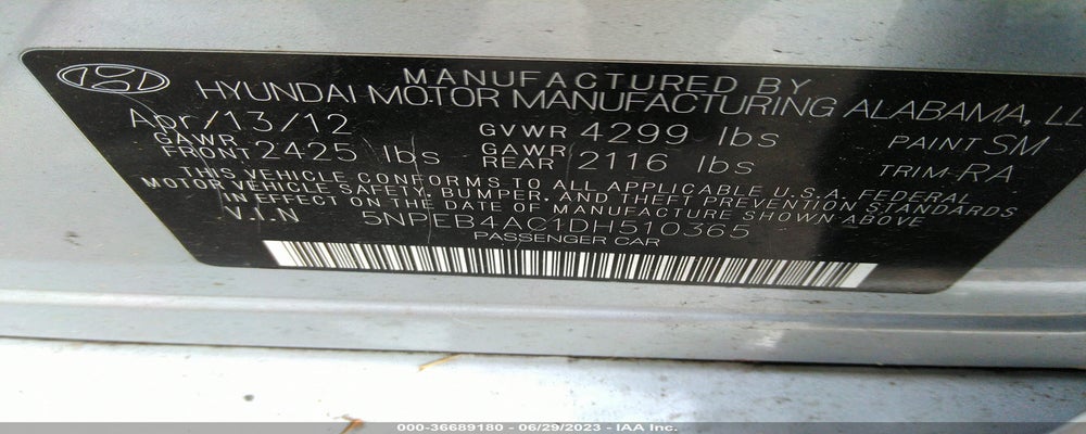 5NPEB4AC1DH510365 2013 HYUNDAI SONATA photo no. 9