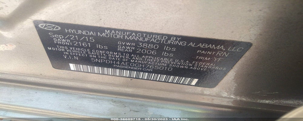 5NPDH4AE0GH765010 2016 HYUNDAI ELANTRA photo no. 9