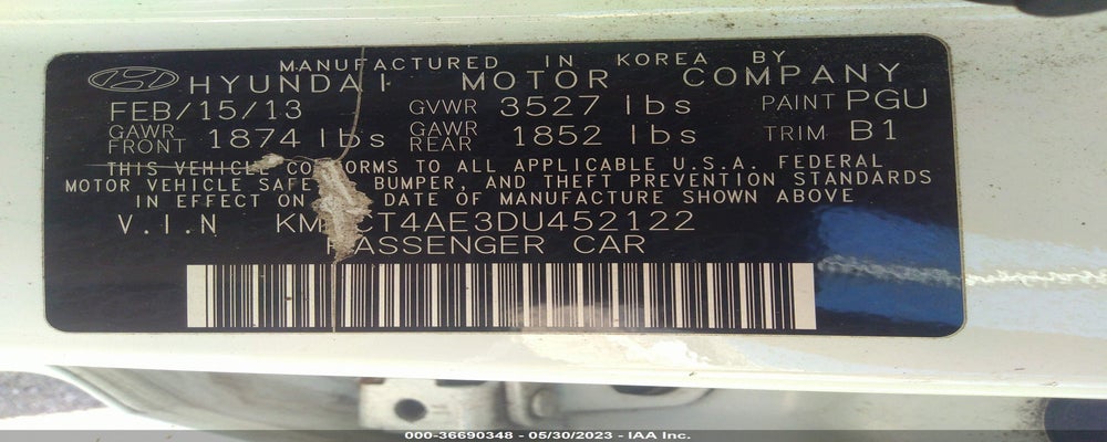 KMHCT4AE3DU452122 2013 HYUNDAI ACCENT photo no. 9