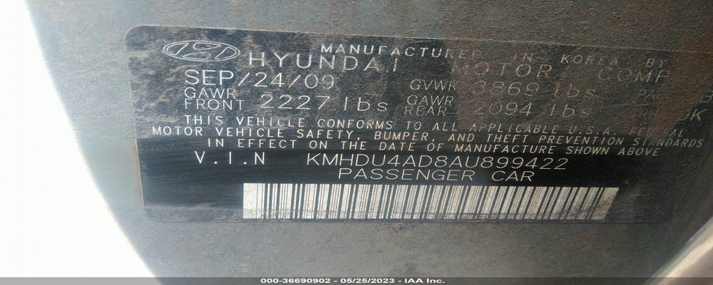 KMHDU4AD8AU899422 2010 HYUNDAI ELANTRA photo no. 9