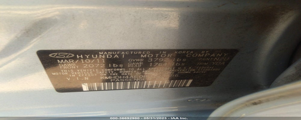 KMHDH4AE0BU125356 2011 HYUNDAI ELANTRA photo no. 9