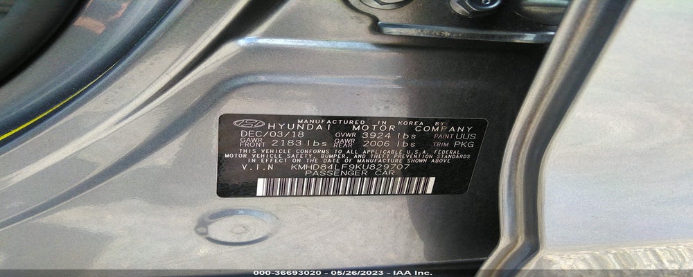 KMHD84LF9KU829707 2019 HYUNDAI ELANTRA photo no. 9