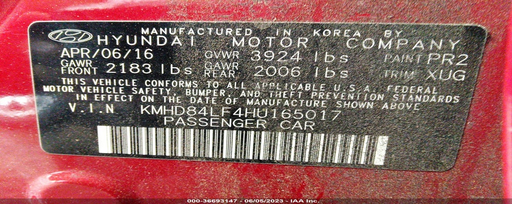 KMHD84LF4HU165017 2017 HYUNDAI ELANTRA photo no. 9