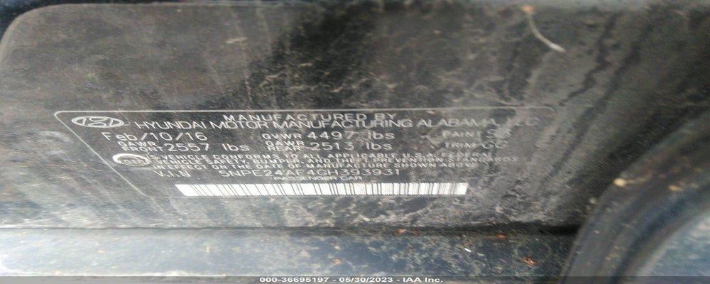 5NPE24AF4GH393931 2016 HYUNDAI SONATA photo no. 9