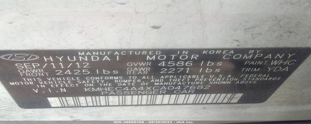 KMHEC4A4XCA047682 2012 HYUNDAI SONATA photo no. 9