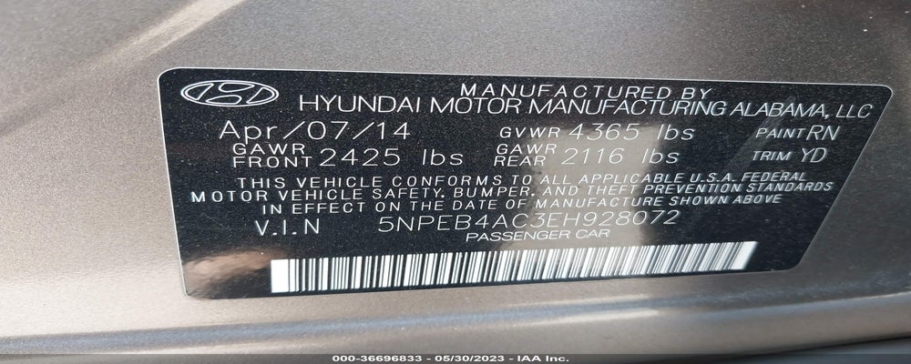 5NPEB4AC3EH928072 2014 HYUNDAI SONATA photo no. 9