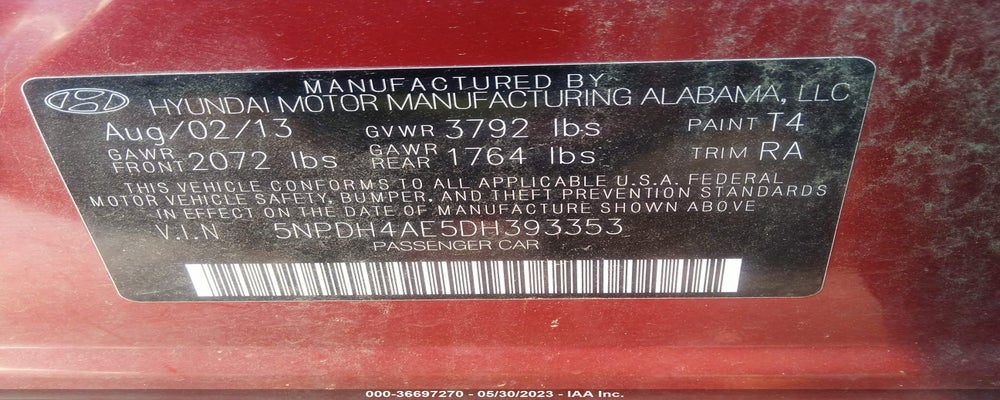 5NPDH4AE5DH393353 2013 HYUNDAI ELANTRA photo no. 9