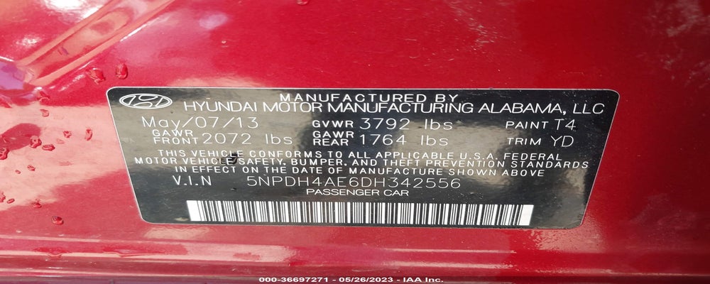 5NPDH4AE6DH342556 2013 HYUNDAI ELANTRA photo no. 9