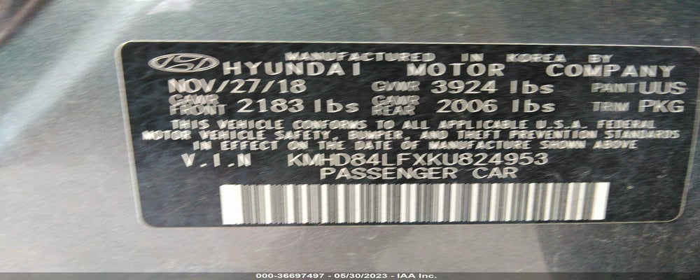 KMHD84LFXKU824953 2019 HYUNDAI ELANTRA photo no. 9