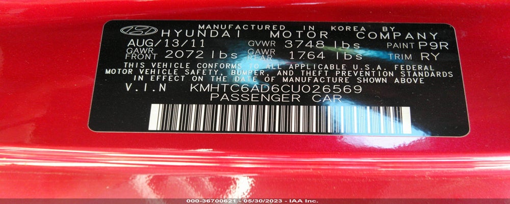 KMHTC6AD6CU026569 2012 HYUNDAI VELOSTER photo no. 9