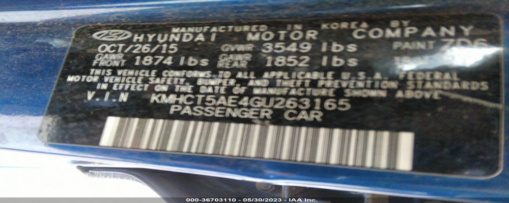 KMHCT5AE4GU263165 2016 HYUNDAI ACCENT photo no. 9