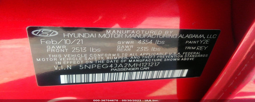 5NPEG4JA2MH121217 2021 HYUNDAI SONATA photo no. 9
