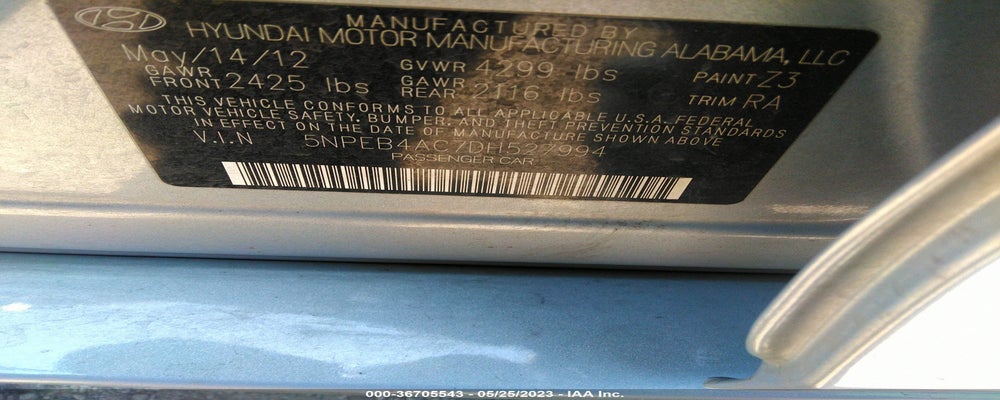 5NPEB4AC7DH527994 2013 HYUNDAI SONATA photo no. 9