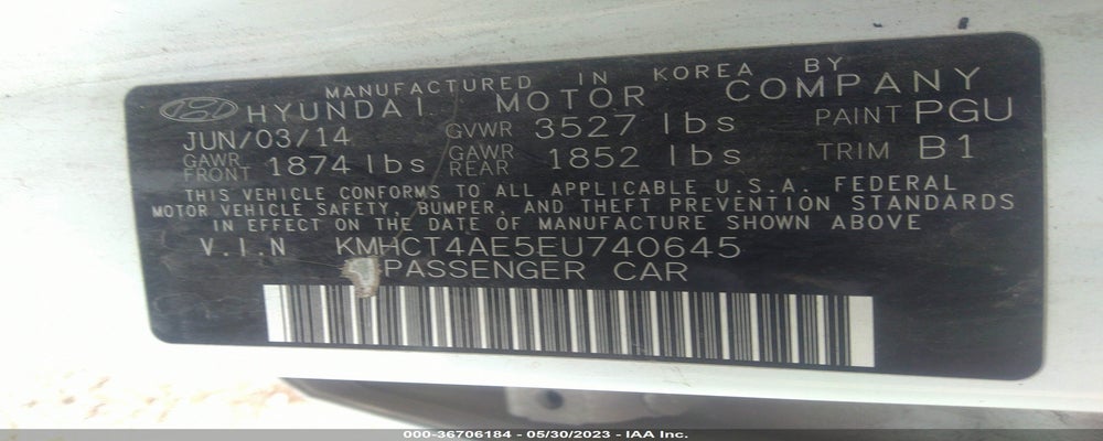 KMHCT4AE5EU740645 2014 HYUNDAI ACCENT photo no. 9