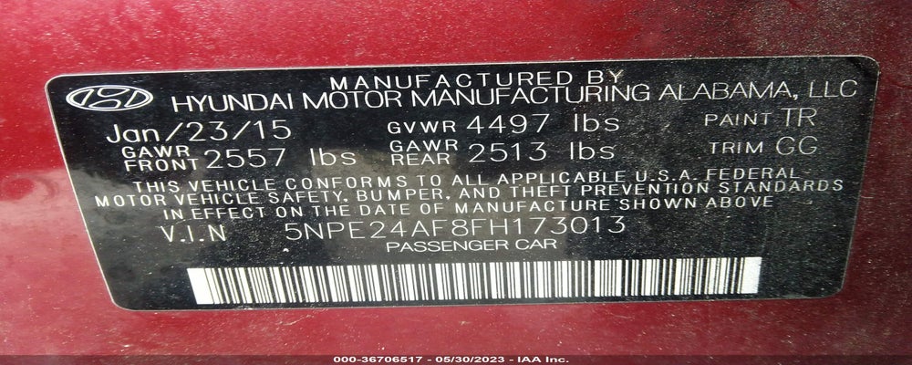 5NPE24AF8FH173013 2015 HYUNDAI SONATA photo no. 9