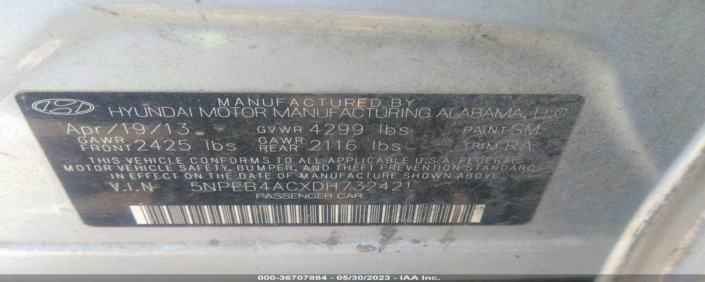 5NPEB4ACXDH732421 2013 HYUNDAI SONATA photo no. 9