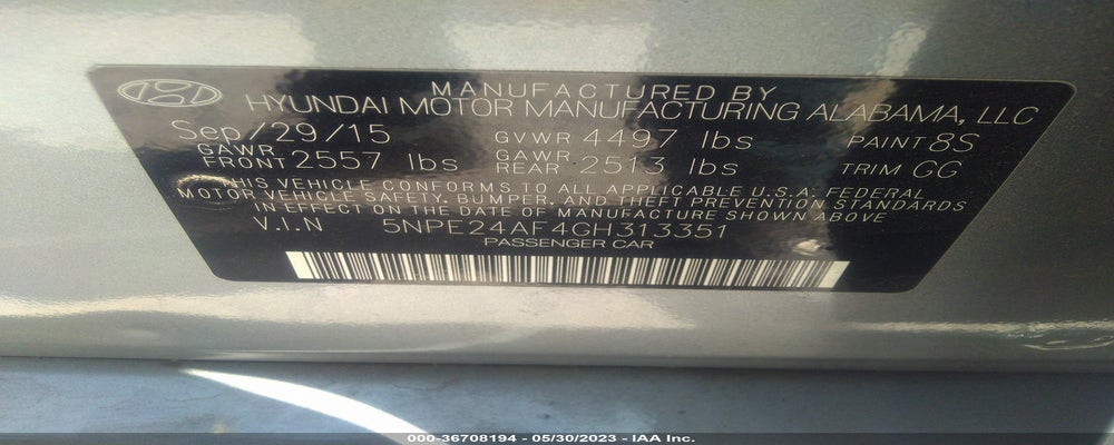 5NPE24AF4GH313351 2016 HYUNDAI SONATA photo no. 9