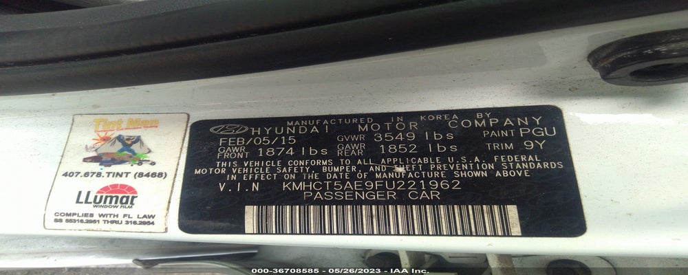 KMHCT5AE9FU221962 2015 HYUNDAI ACCENT photo no. 9