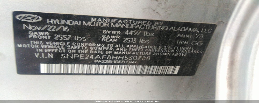 5NPE24AF8HH530788 2017 HYUNDAI SONATA photo no. 9