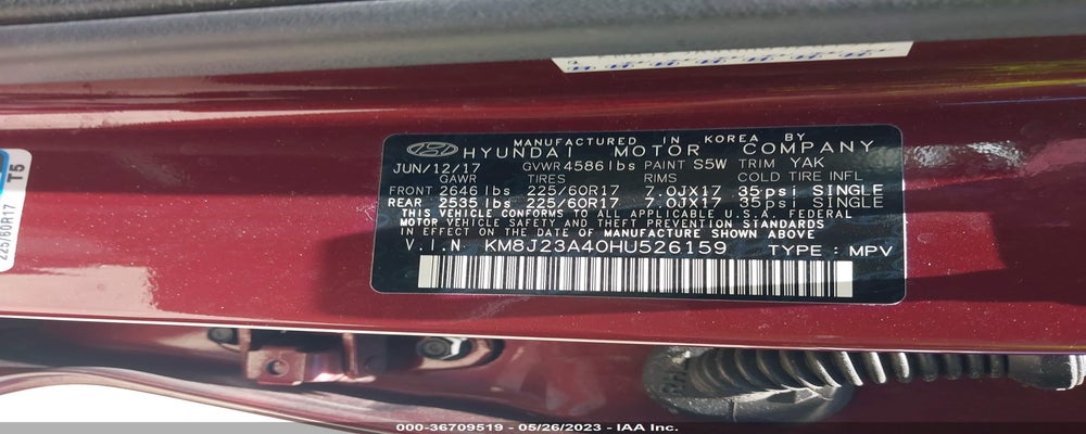KM8J23A40HU526159 2017 HYUNDAI TUCSON photo no. 9