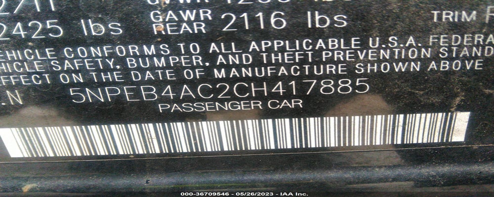 5NPEB4AC2CH417885 2012 HYUNDAI SONATA photo no. 9