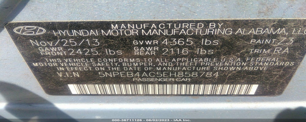 5NPEB4AC5EH858784 2014 HYUNDAI SONATA photo no. 9