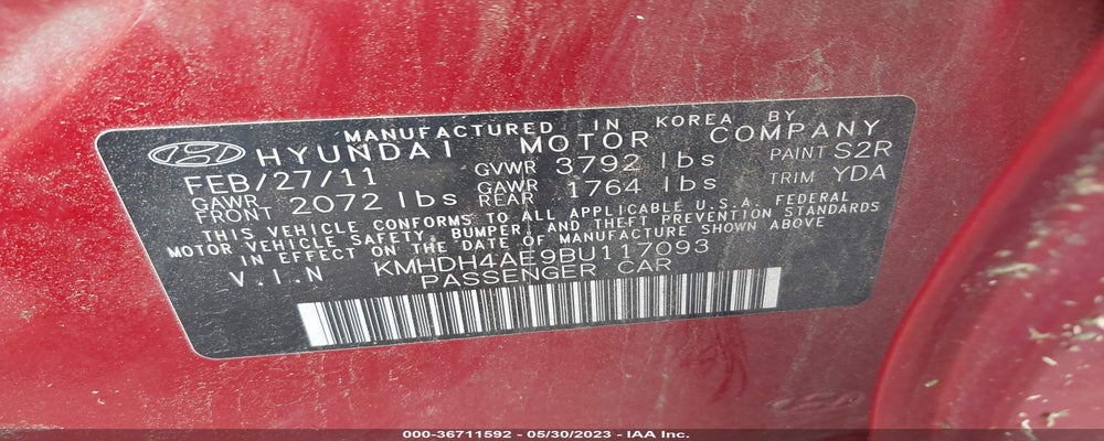KMHDH4AE9BU117093 2011 HYUNDAI ELANTRA photo no. 9