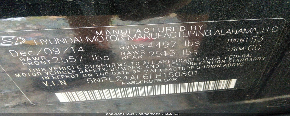 5NPE24AF6FH150801 2015 HYUNDAI SONATA photo no. 9