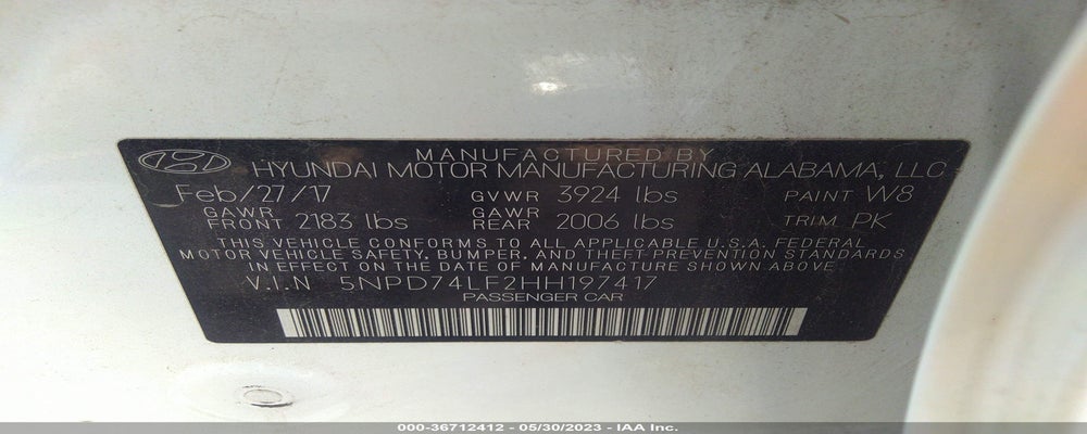 5NPD74LF2HH197417 2017 HYUNDAI ELANTRA photo no. 9