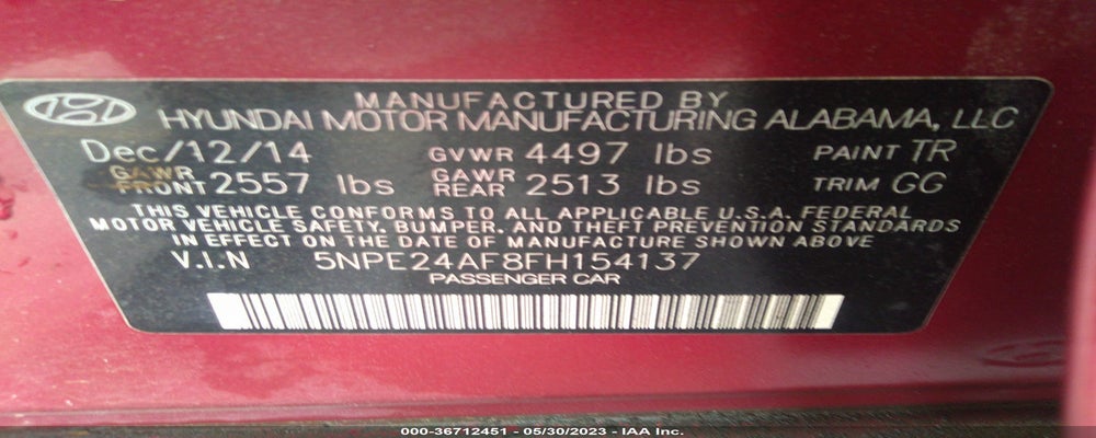 5NPE24AF8FH154137 2015 HYUNDAI SONATA photo no. 9