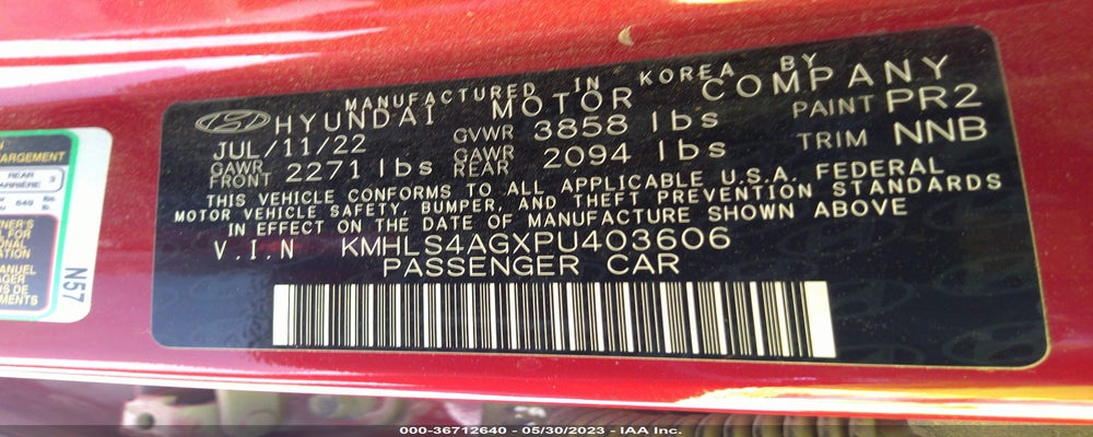 KMHLS4AGXPU403606 2023 HYUNDAI ELANTRA photo no. 9