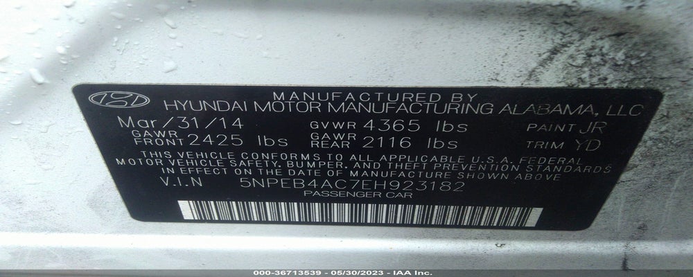 5NPEB4AC7EH923182 2014 HYUNDAI SONATA photo no. 9