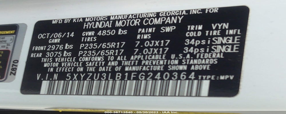 5XYZU3LB1FG240364 2015 HYUNDAI SANTA FE SPORT photo no. 9