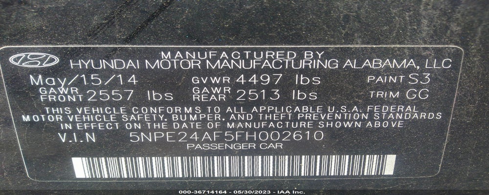 5NPE24AF5FH002610 2015 HYUNDAI SONATA photo no. 9