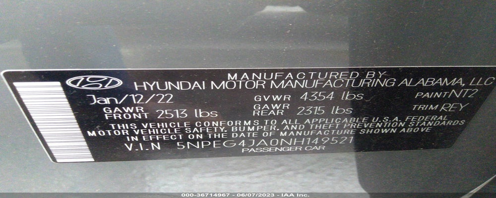 5NPEG4JA0NH149521 2022 HYUNDAI SONATA photo no. 9