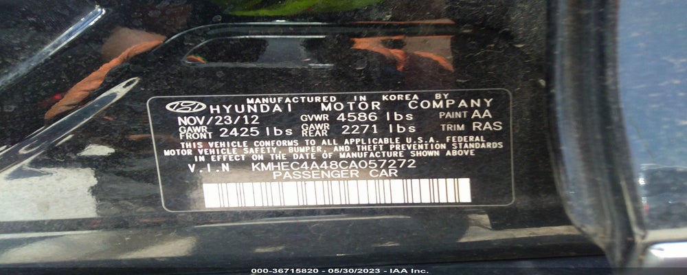 KMHEC4A48CA057272 2012 HYUNDAI SONATA photo no. 9