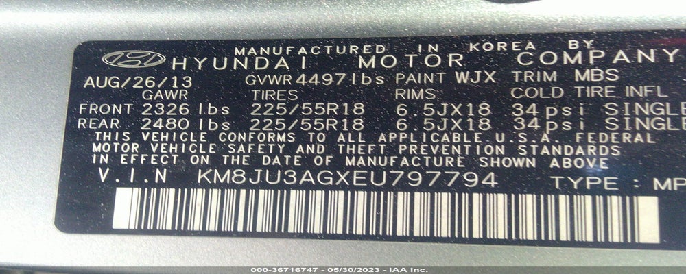 KM8JU3AGXEU797794 2014 HYUNDAI TUCSON photo no. 9