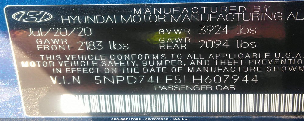 5NPD74LF5LH607944 2020 HYUNDAI ELANTRA photo no. 9