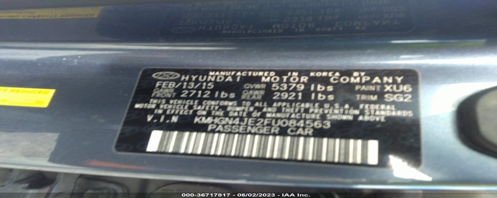 KMHGN4JE2FU084563 2015 HYUNDAI GENESIS photo no. 9