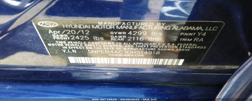 5NPEB4AC3DH514918 2013 HYUNDAI SONATA photo no. 9