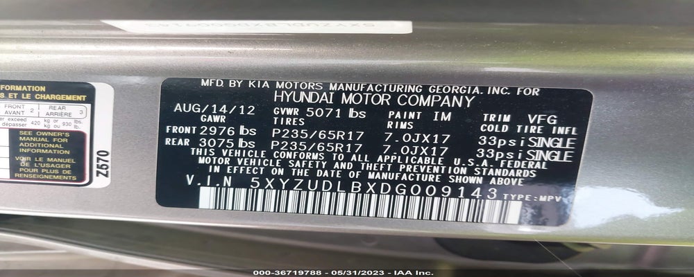 5XYZUDLBXDG009143 2013 HYUNDAI SANTA FE SPORT photo no. 9